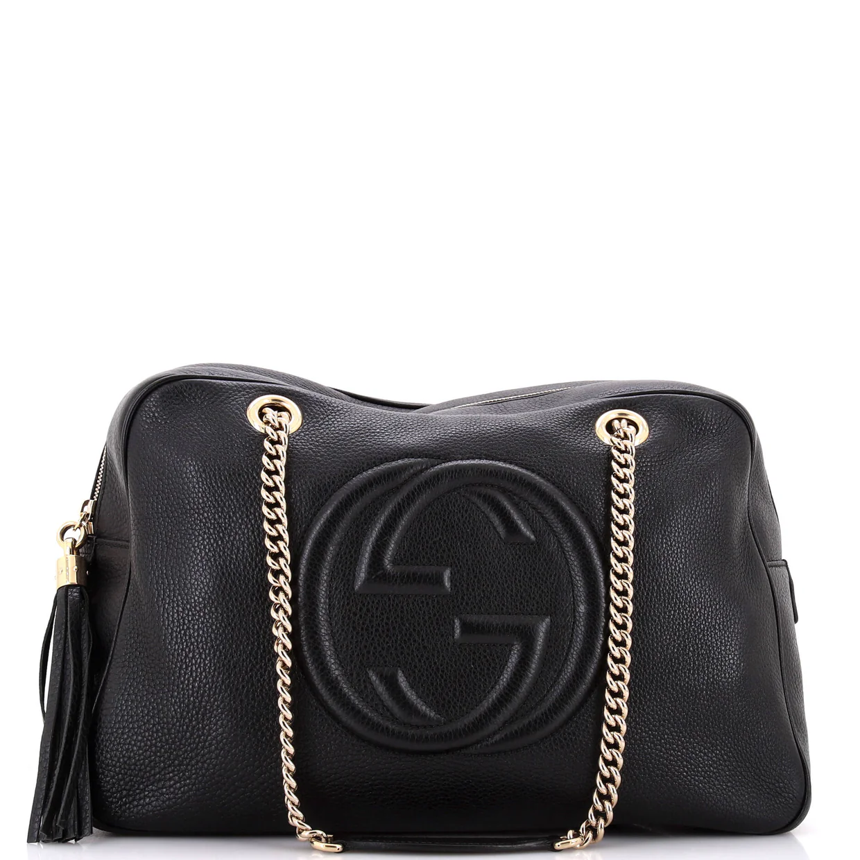 Soho Chain Zip Shoulder Bag Leather Medium - Deep Luxury