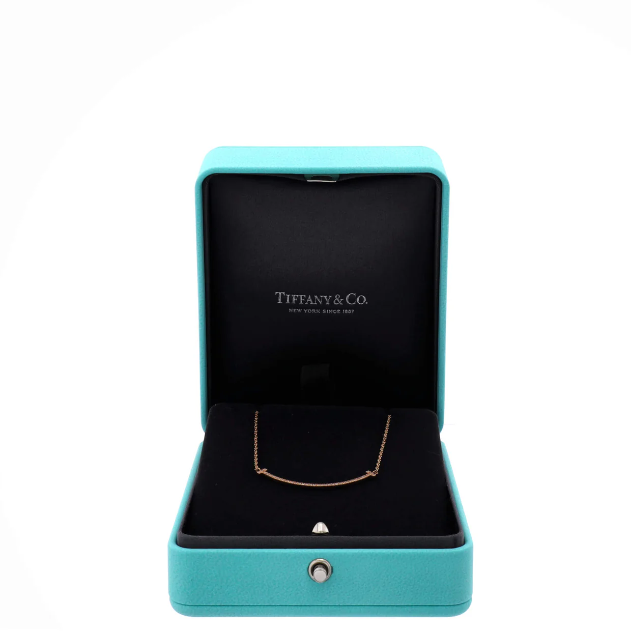 T Smile Pendant Necklace 18K Rose Gold with Diamonds Small - Deep Luxury