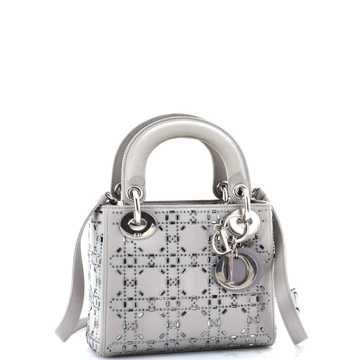 Lady Dior Bag Crystal Embellished Cannage Quilt Satin Mini - Deep Luxury