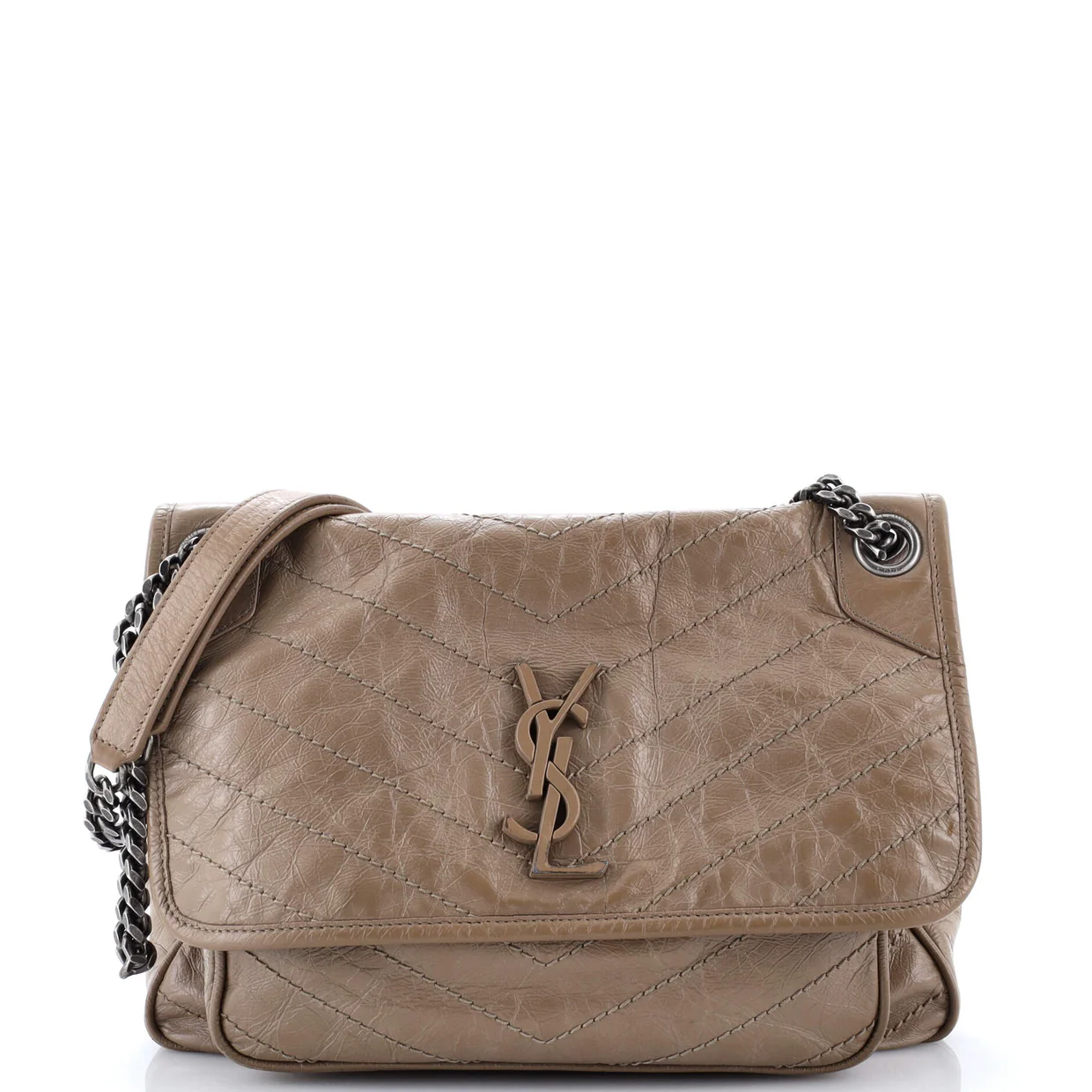 Niki Chain Flap Bag Matelasse Chevron Leather Medium - Deep Luxury