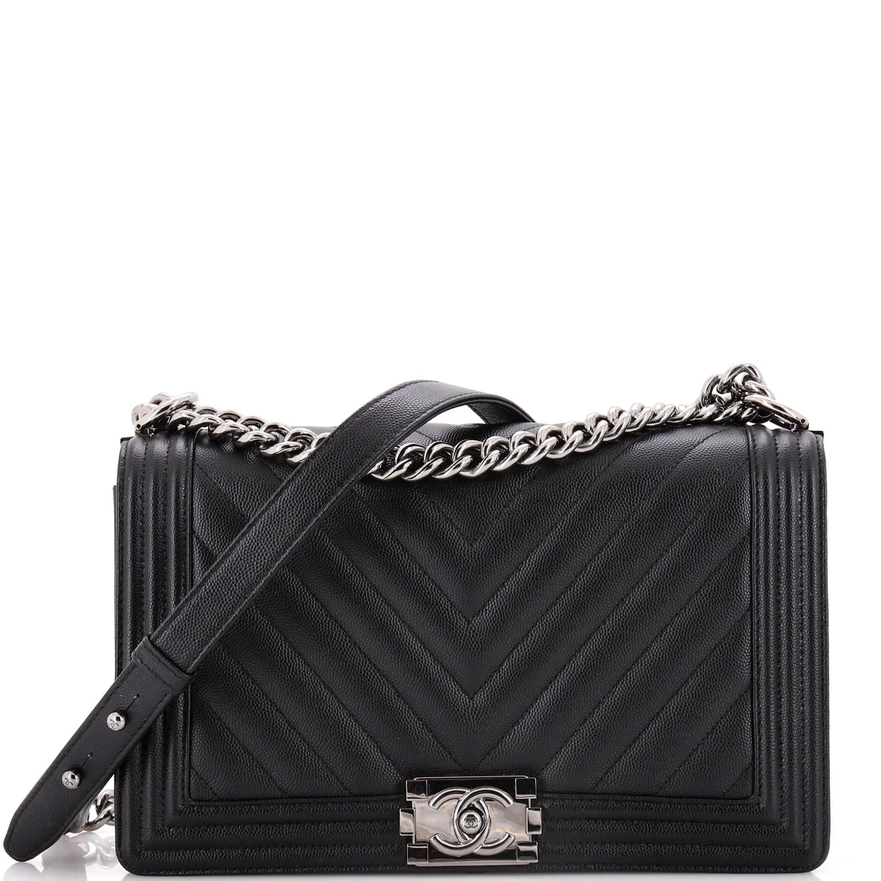 Boy Flap Bag Chevron Caviar New Medium - Deep Luxury