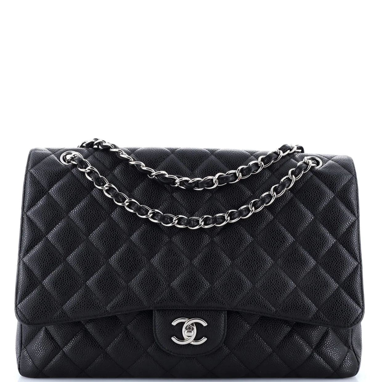 Classic Single Flap Bag Quilted Caviar Maxi - Deep Luxury
