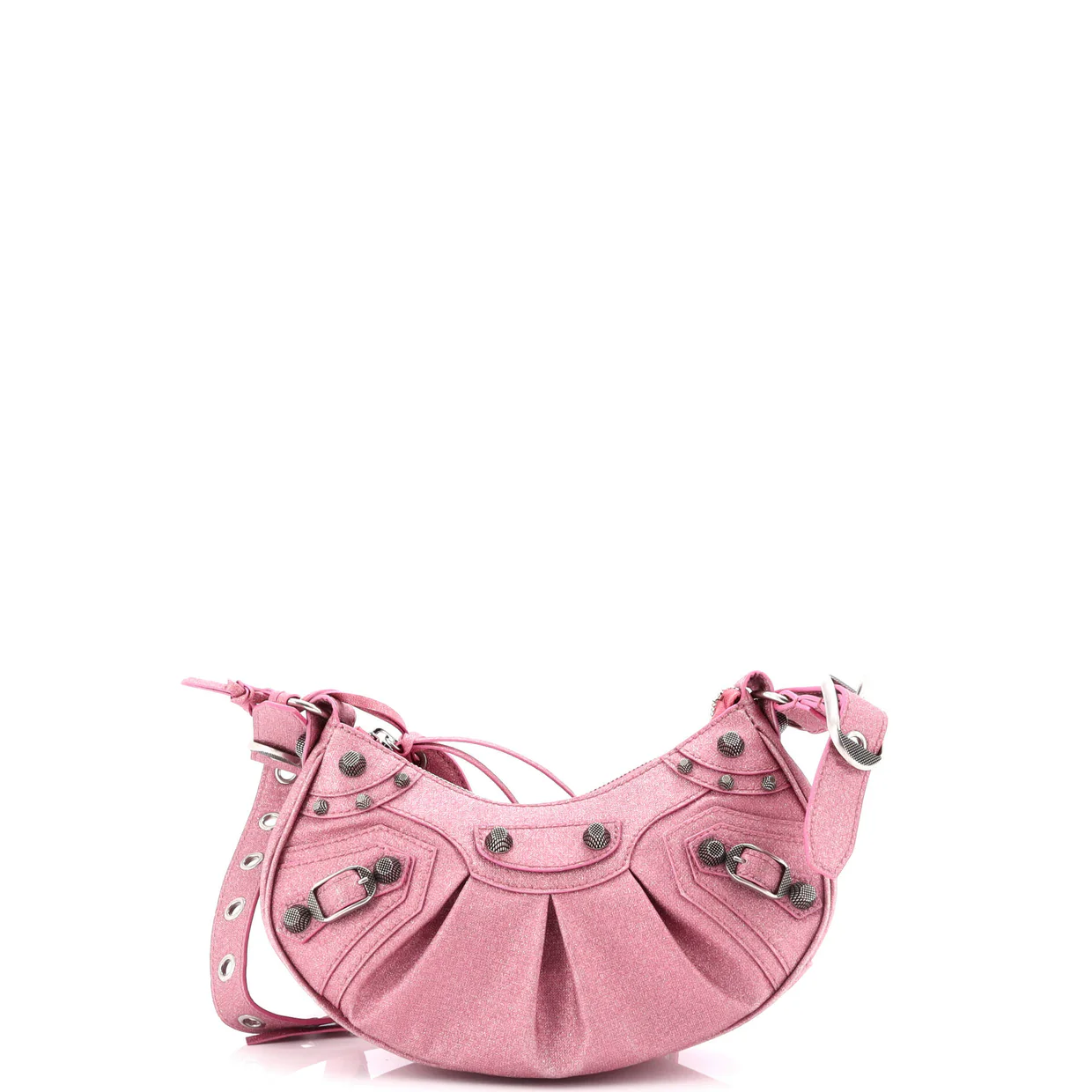 Le Cagole Giant Studs Shoulder Bag Glitter Leather XS - Deep Luxury