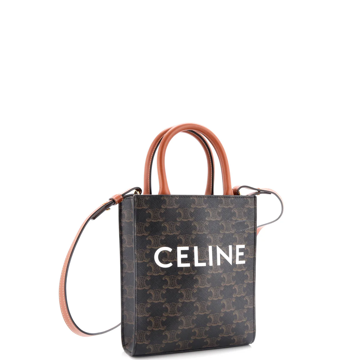 Vertical Cabas Tote Triomphe Coated Canvas Mini - Deep Luxury