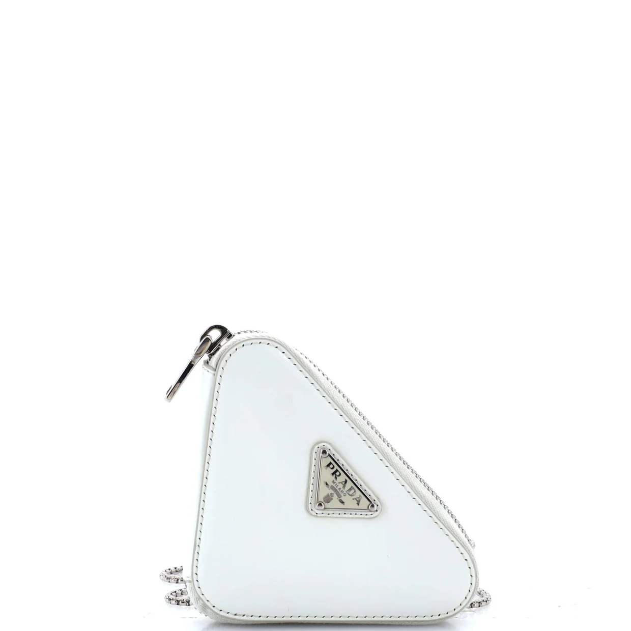 Triangle Pouch Bag with Chain Brushed Leather Mini - Deep Luxury
