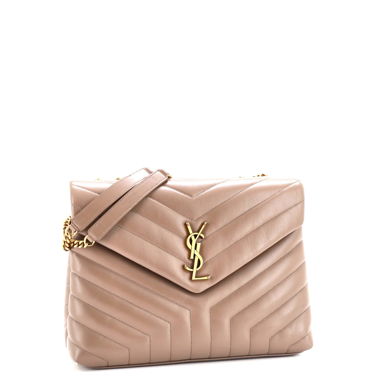 Loulou Shoulder Bag Matelasse Chevron Leather Medium - Deep Luxury