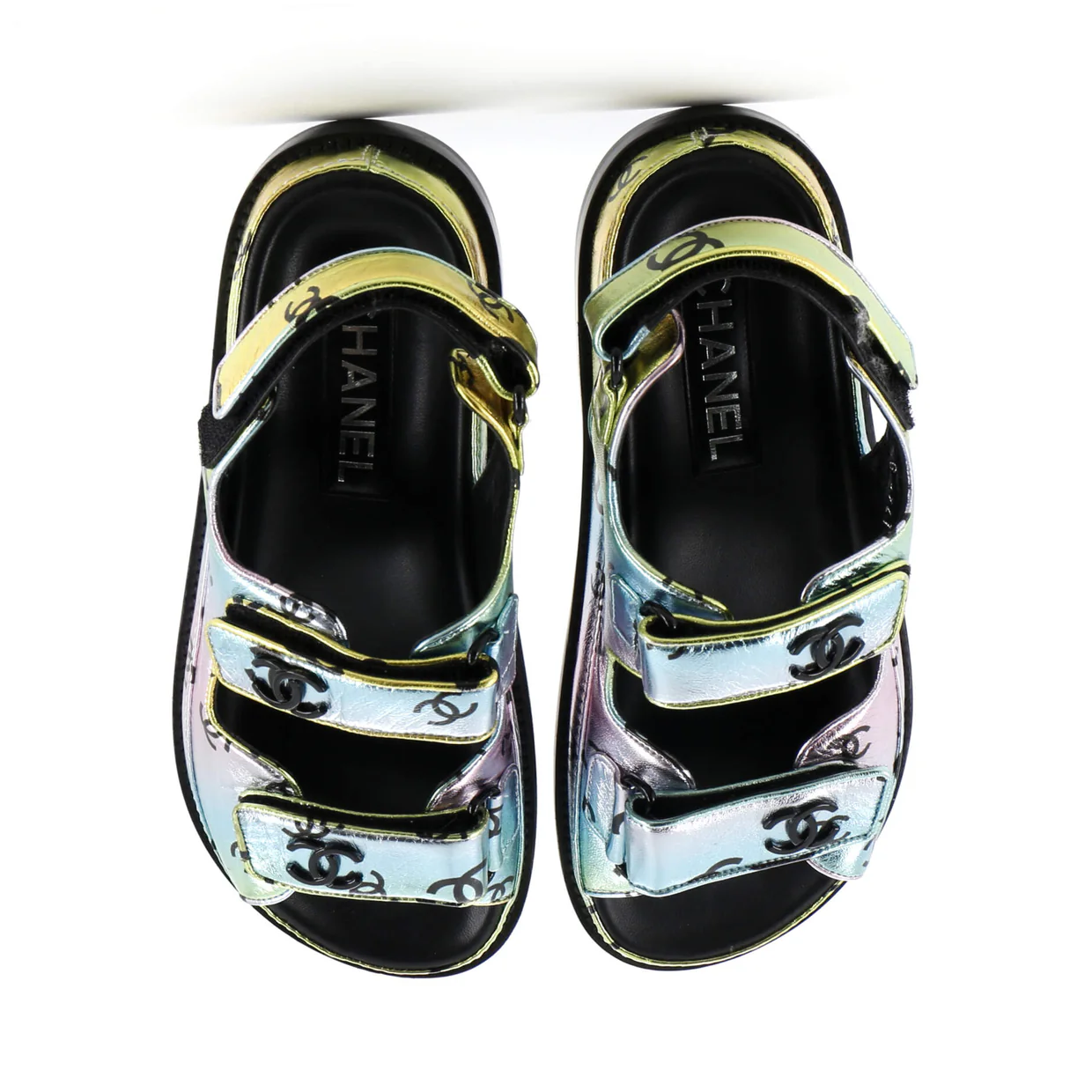 Women's Velcro Dad Sandals Printed Laminated Leather - Deep Luxury