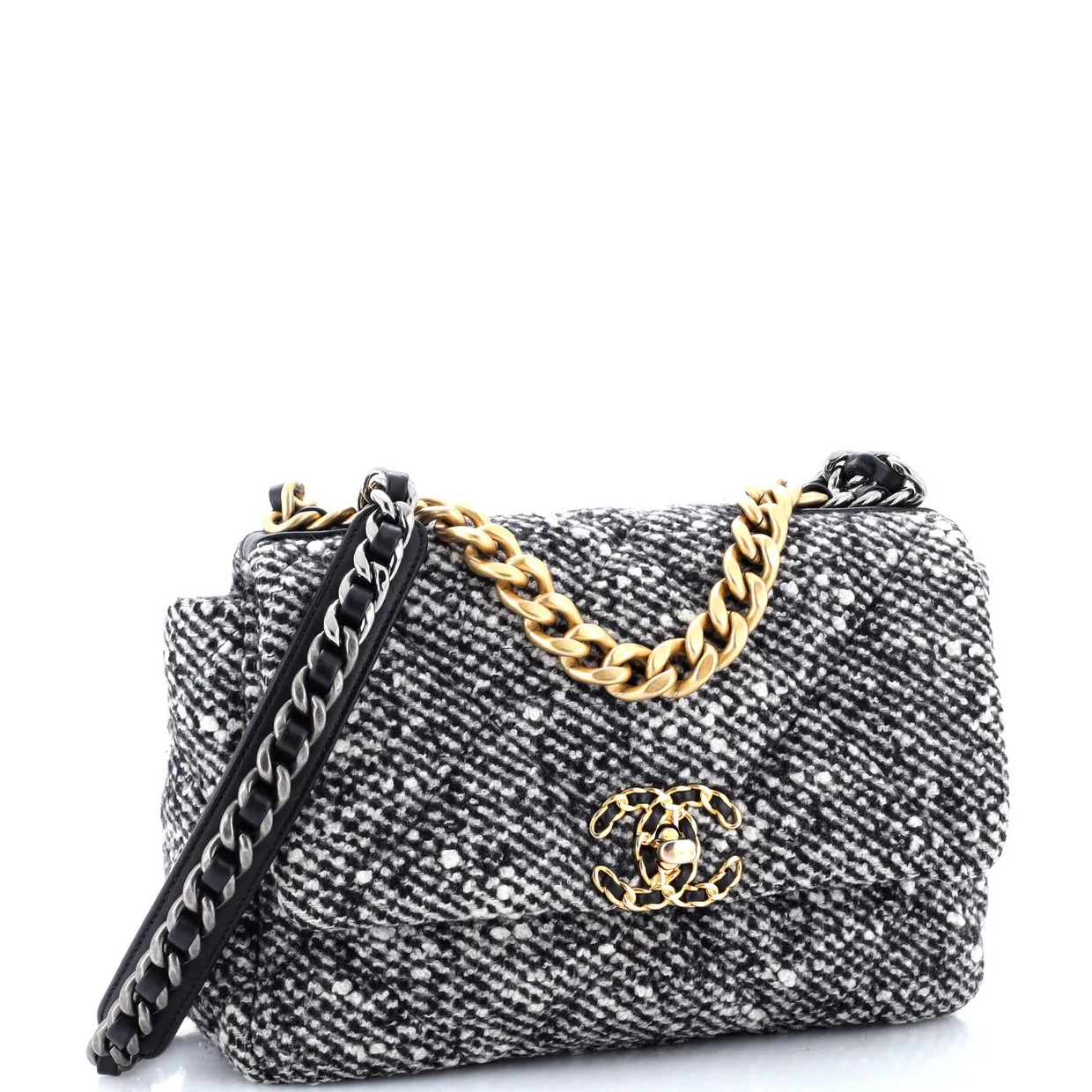 19 Flap Bag Quilted Wool Medium - Deep Luxury