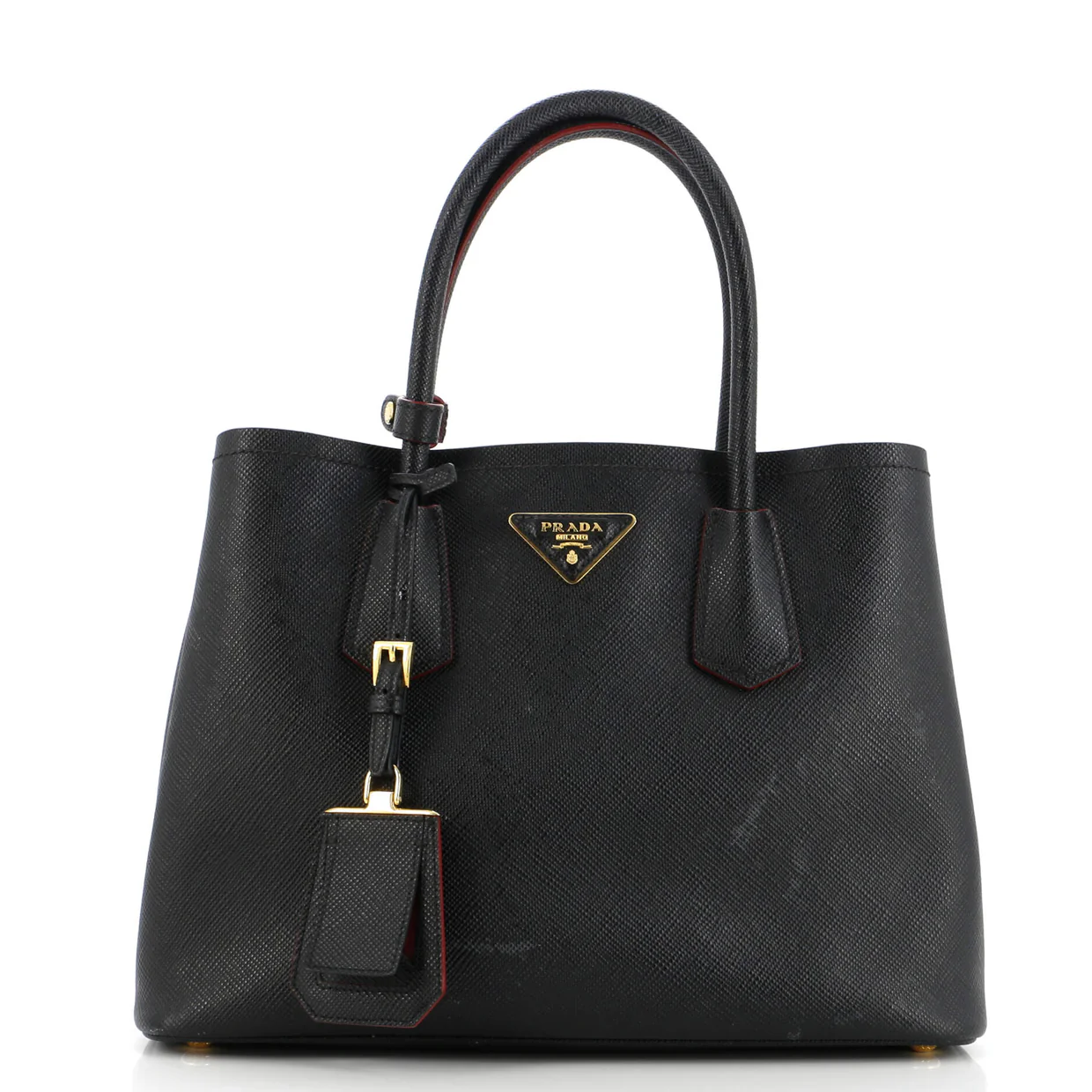 Cuir Double Tote Saffiano Leather Small - Deep Luxury