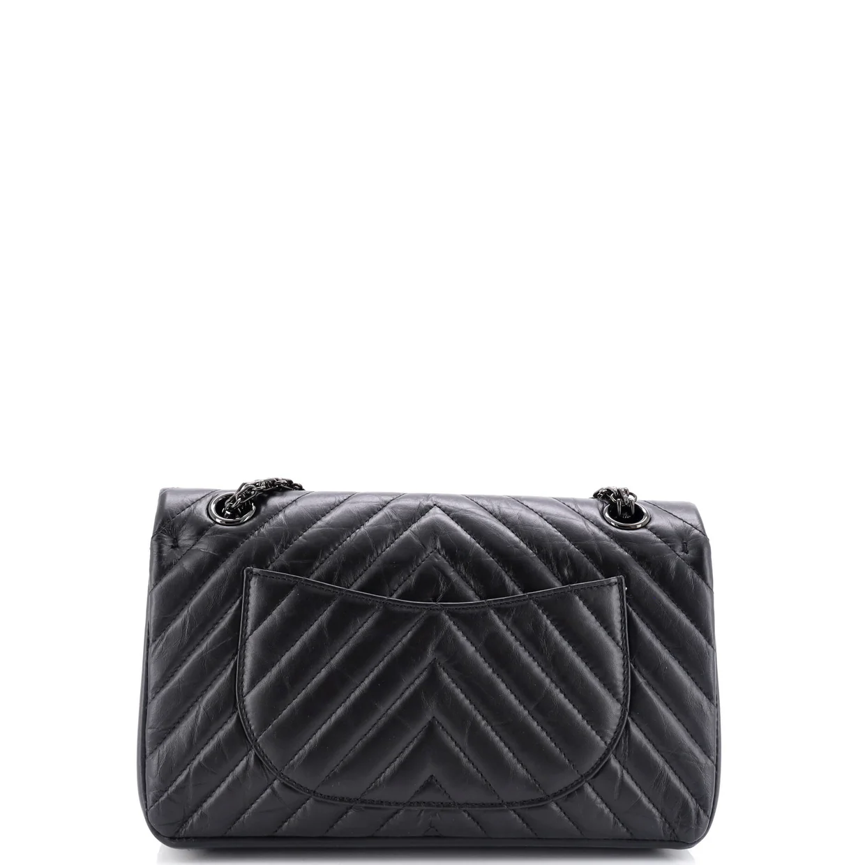 So Black Reissue 2.55 Flap Bag Chevron Aged Calfskin 225 - Deep Luxury