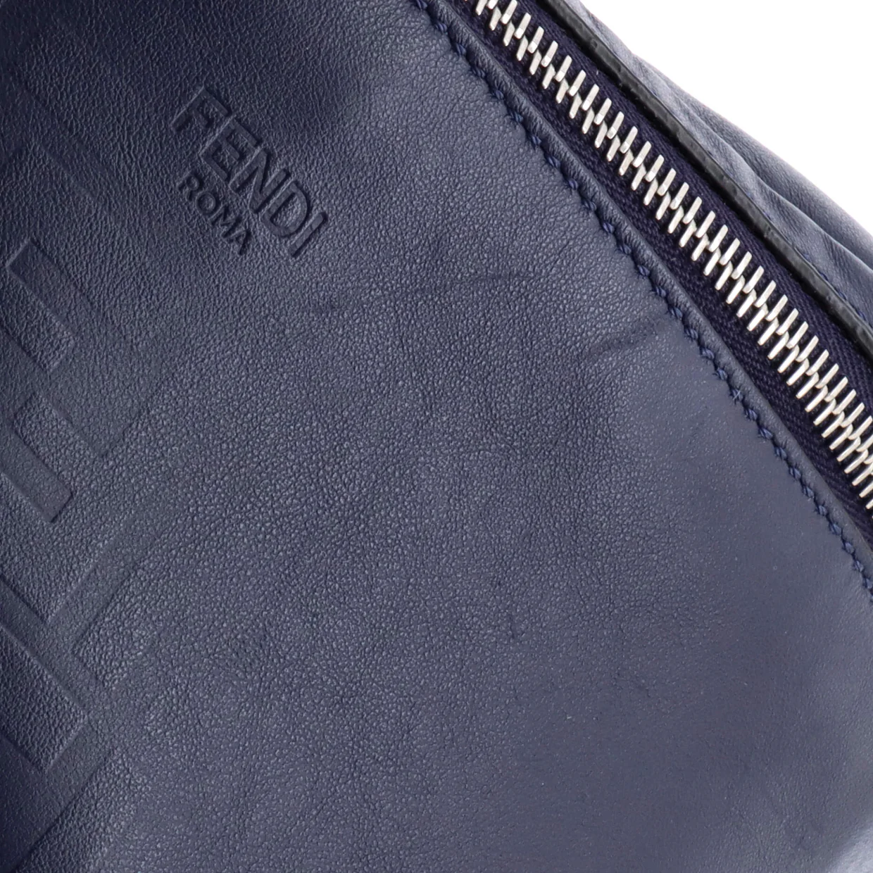 Zip Waist Bag Zucca Embossed Leather - Deep Luxury