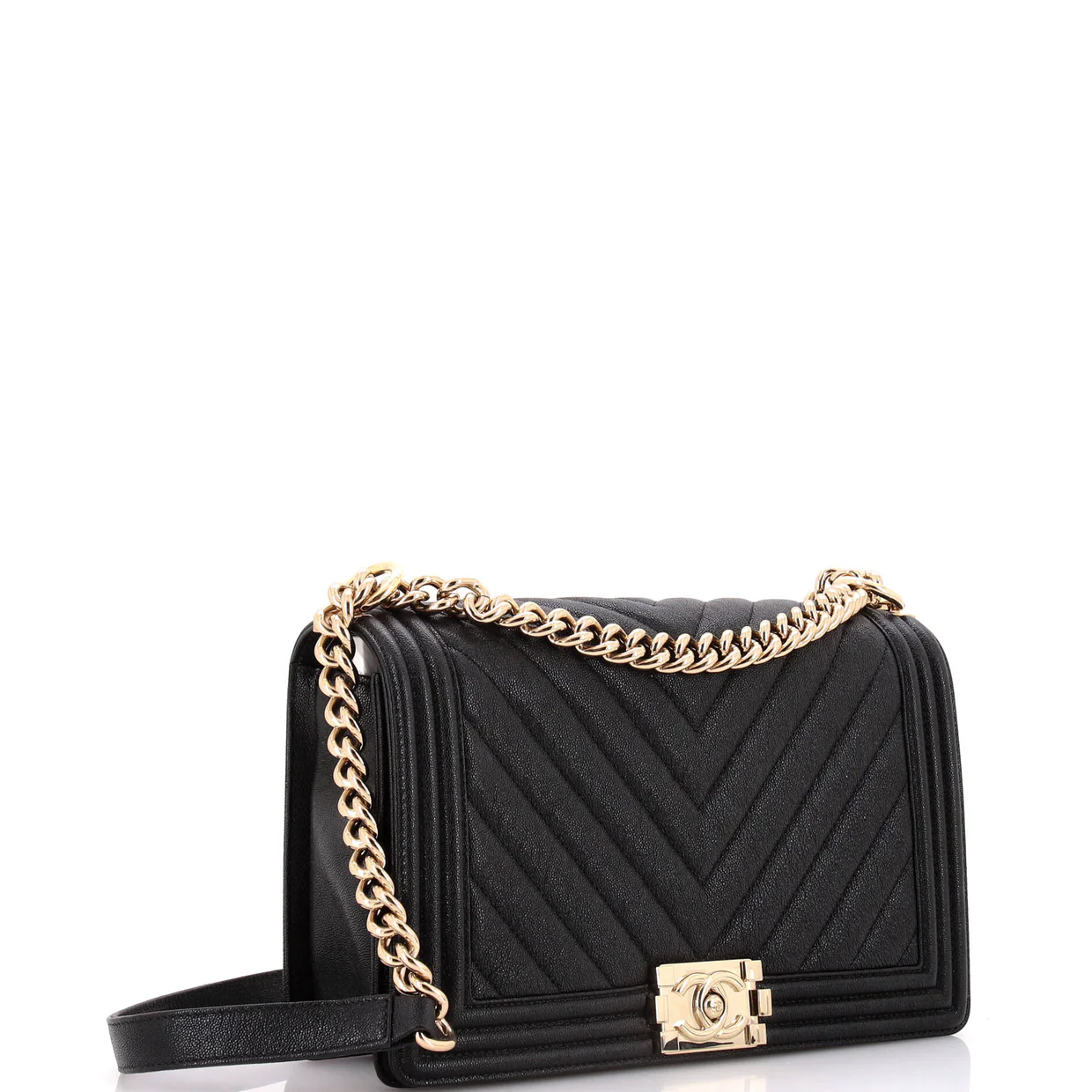Boy Flap Bag Chevron Caviar New Medium - Deep Luxury