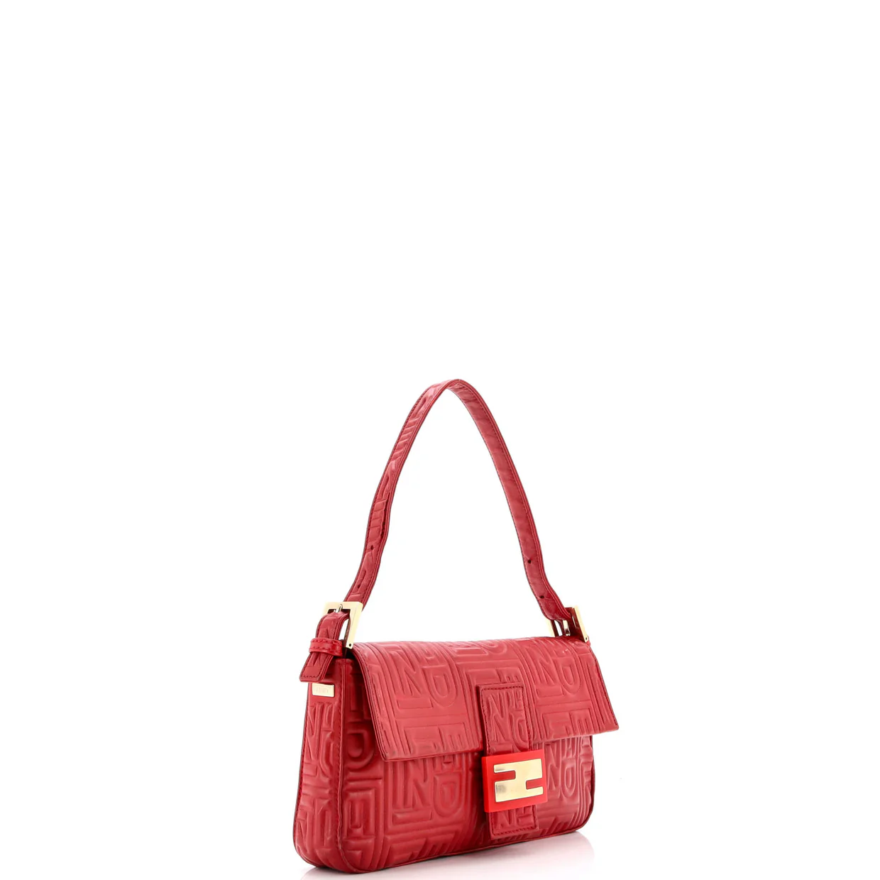 Baguette Bag Logo Embossed Leather Small - Deep Luxury