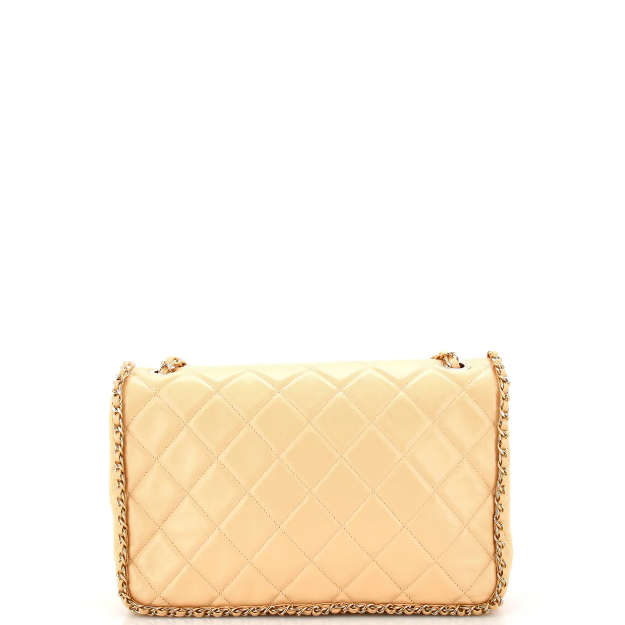 Running Chain Around Flap Bag Quilted Crumpled Calfskin Large - Deep Luxury