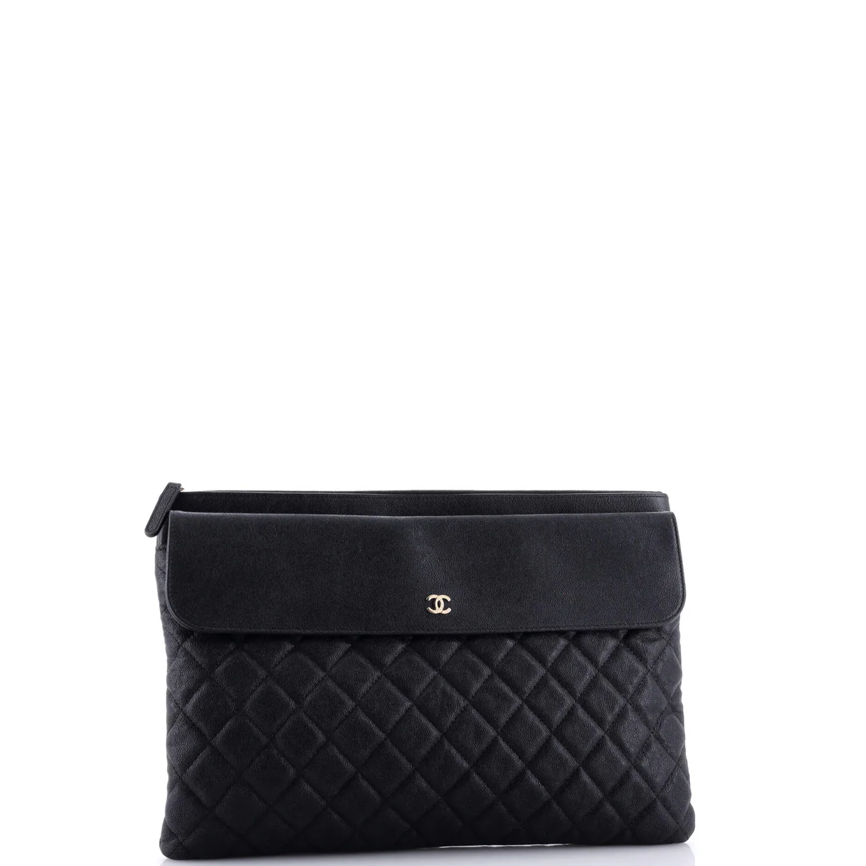 Front Pocket O Case Pouch Quilted Iridescent Caviar Large - Deep Luxury