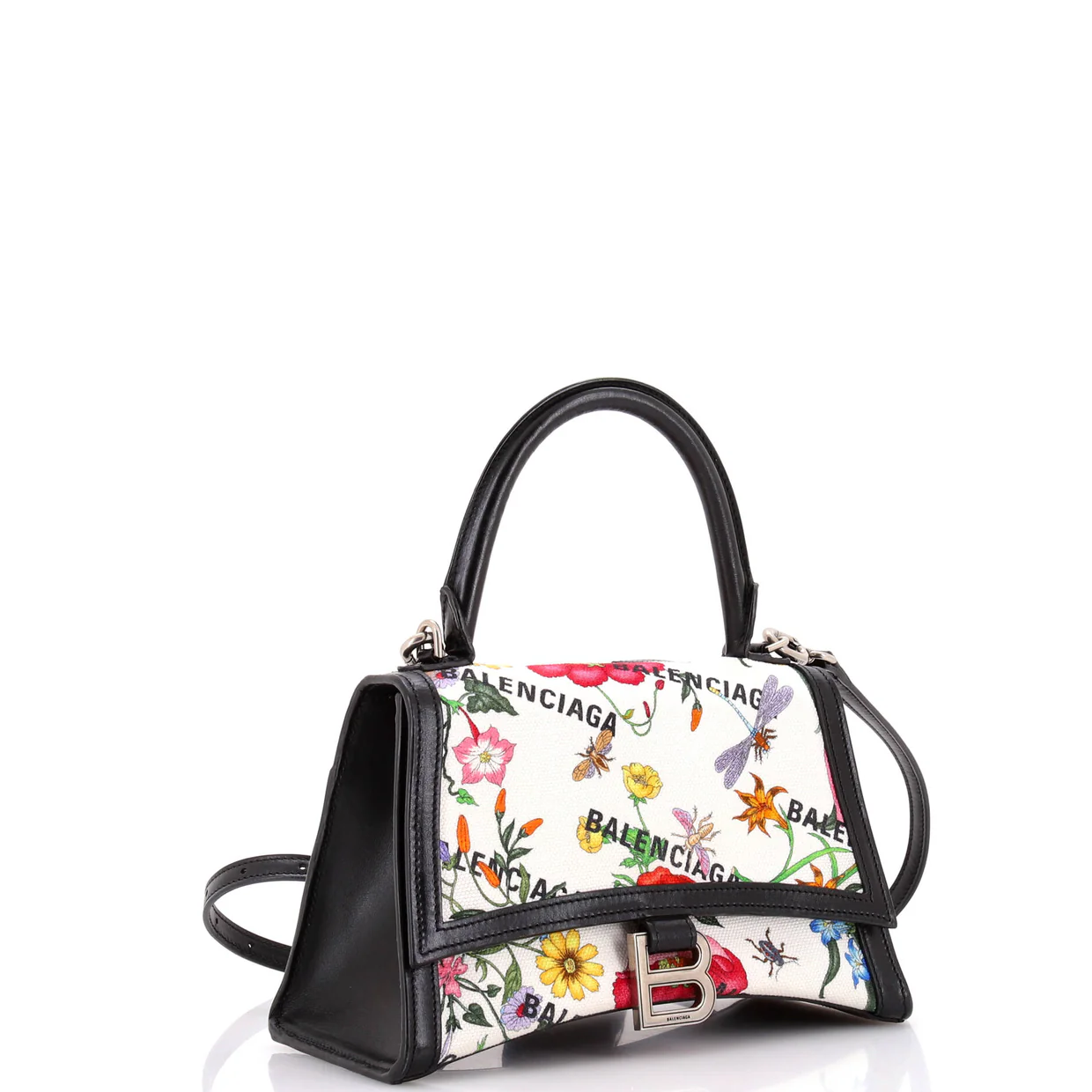 x Balenciaga The Hacker Project Hourglass Top Handle Bag Flora Canvas Small - Deep Luxury