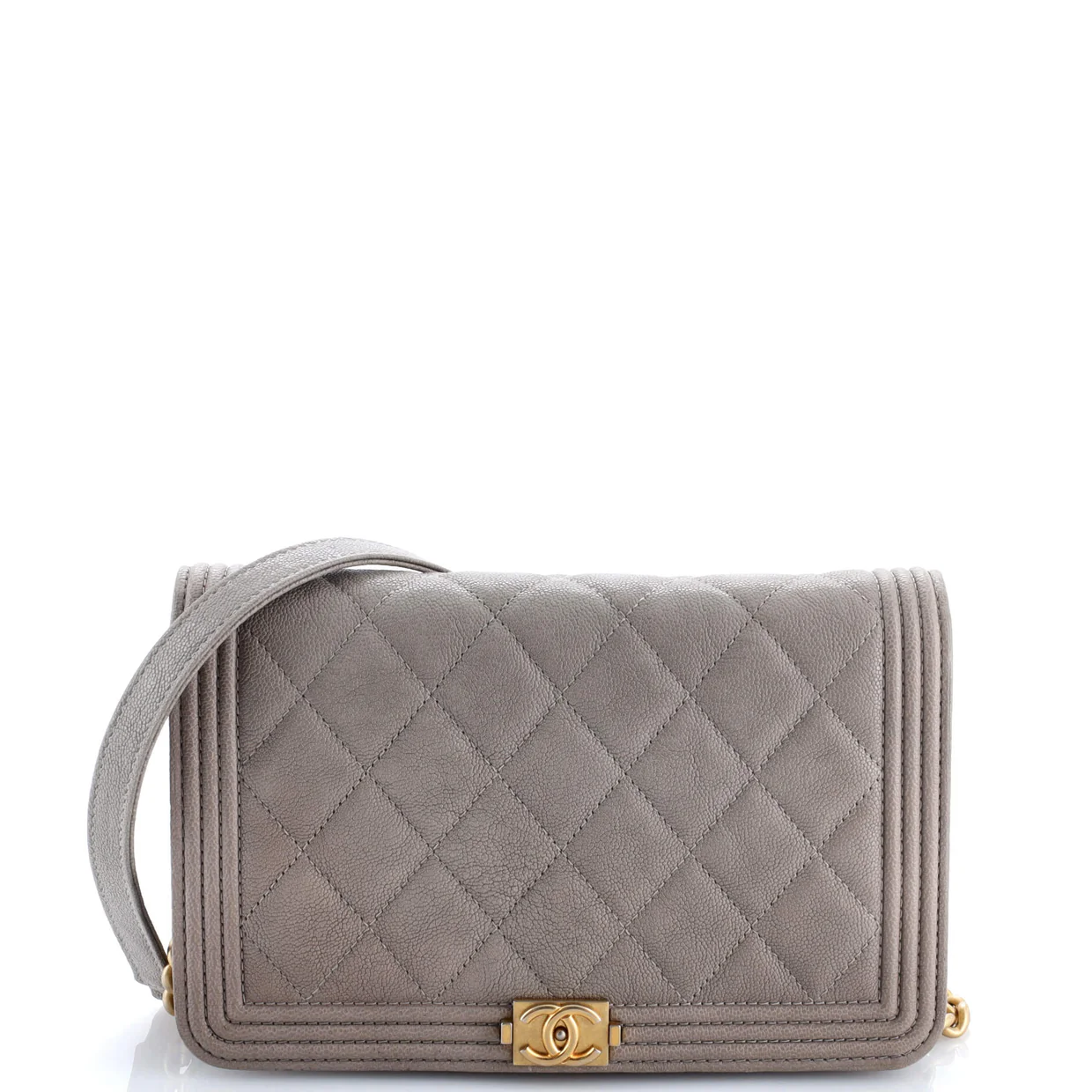 Boy Wallet on Chain Quilted Caviar - Deep Luxury