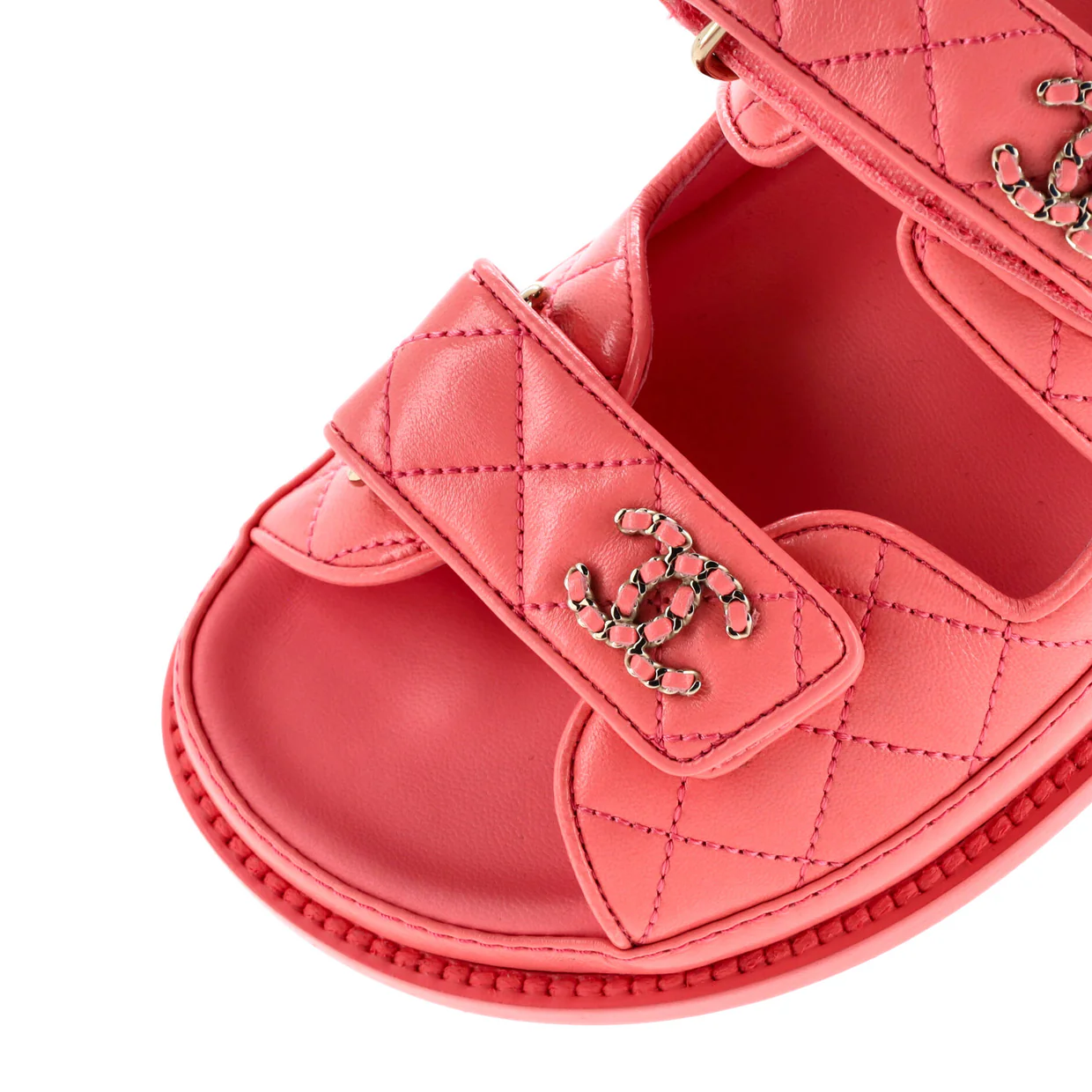 Women's Velcro Open Back Dad Sandals Quilted Leather - Deep Luxury