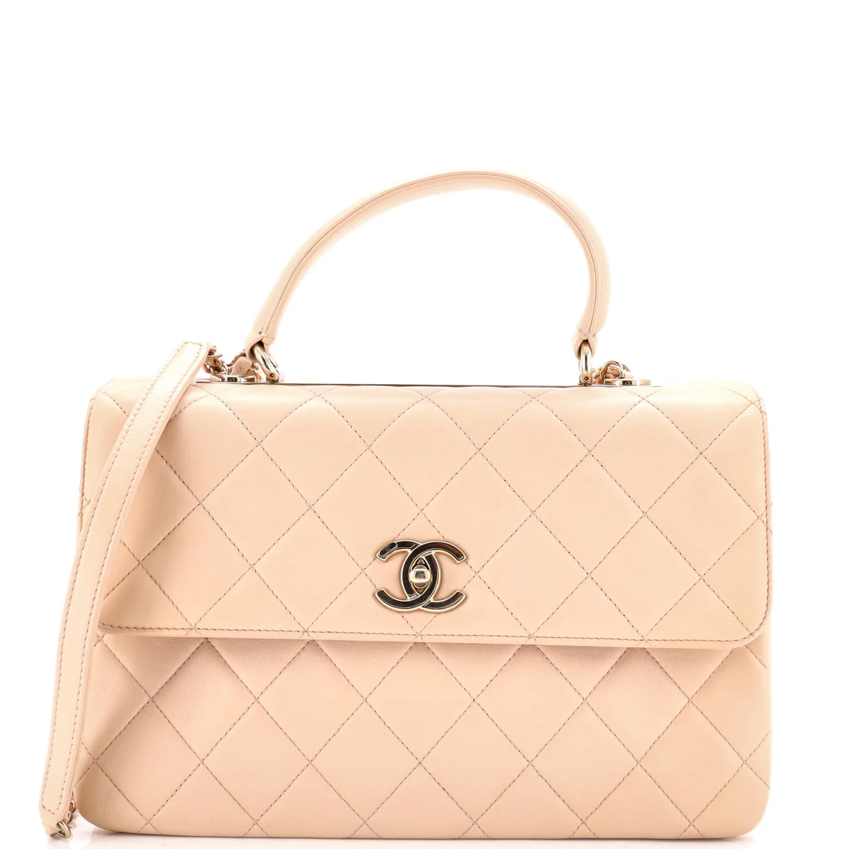 Trendy CC Top Handle Bag Quilted Lambskin Medium - Deep Luxury