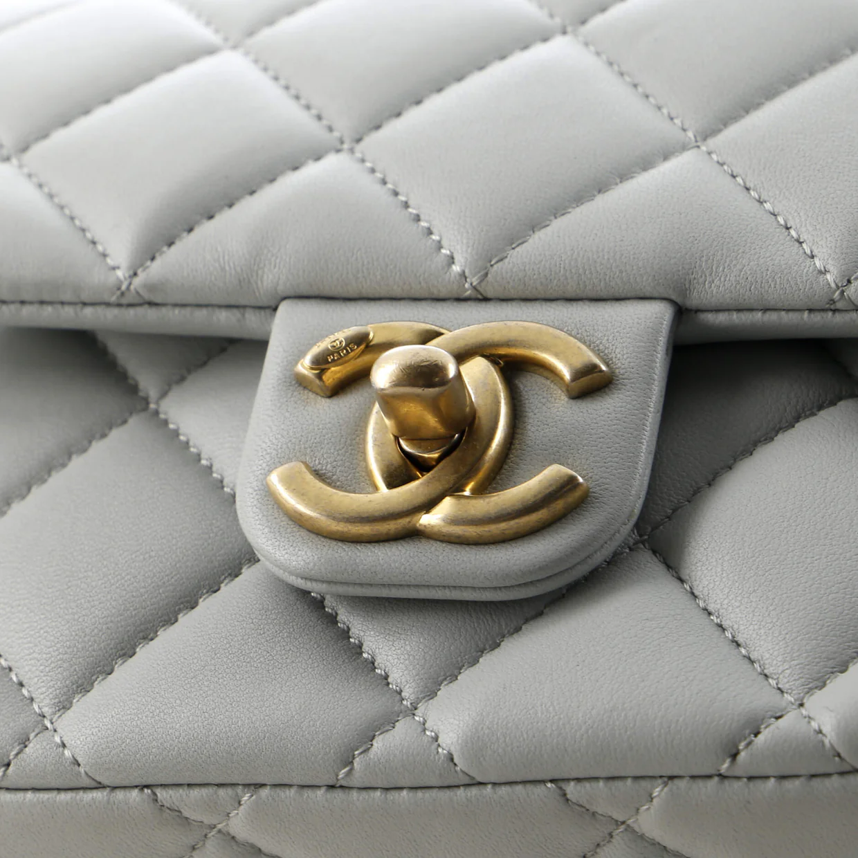 CC Enamel Pearl Charm Me Square Flap Bag Quilted Lambskin Mini - Deep Luxury