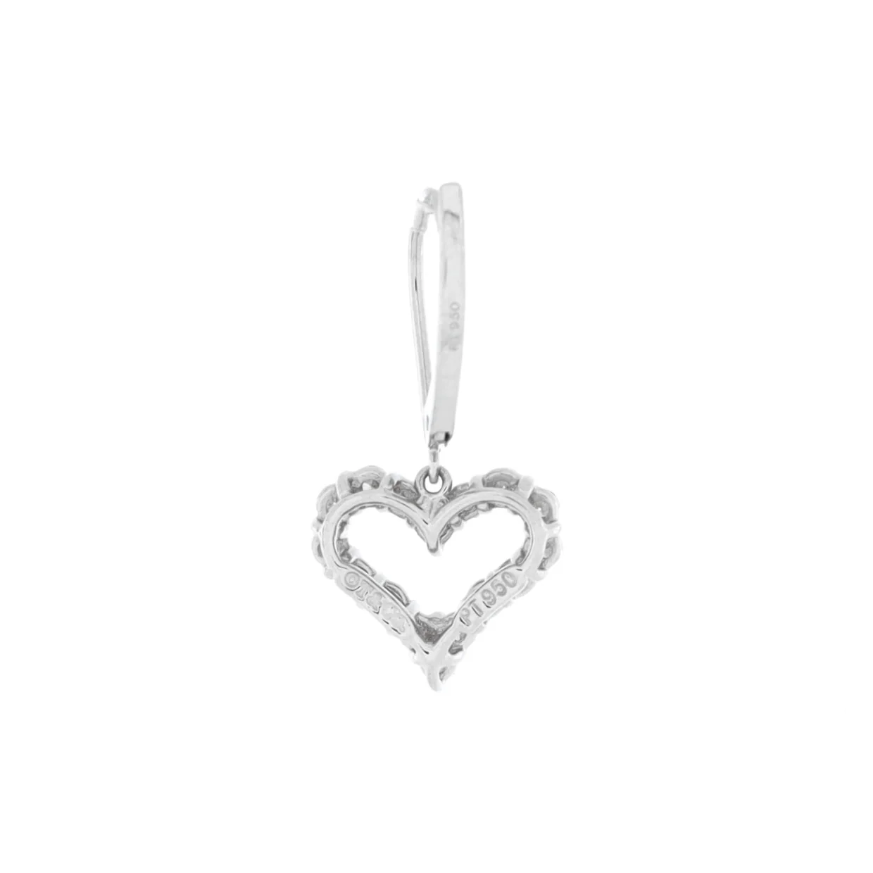 Heart Drop Earrings Platinum with Diamonds - Deep Luxury