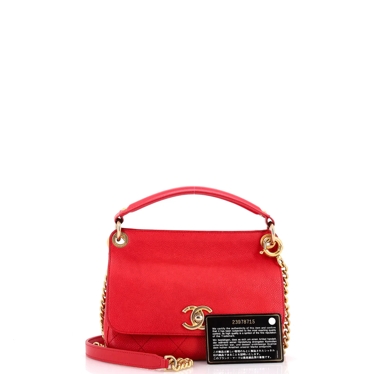 CC Top Handle Flap Bag Stitched Caviar Small - Deep Luxury