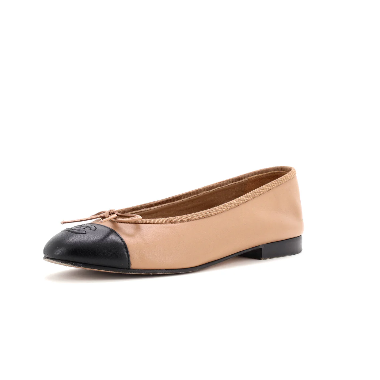 Women's CC Cap Toe Bow Ballerina Flats Leather - Deep Luxury