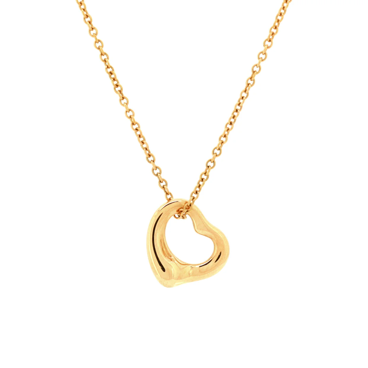 Elsa Peretti Open Heart Pendant Necklace 18K Rose Gold 11mm - Deep Luxury