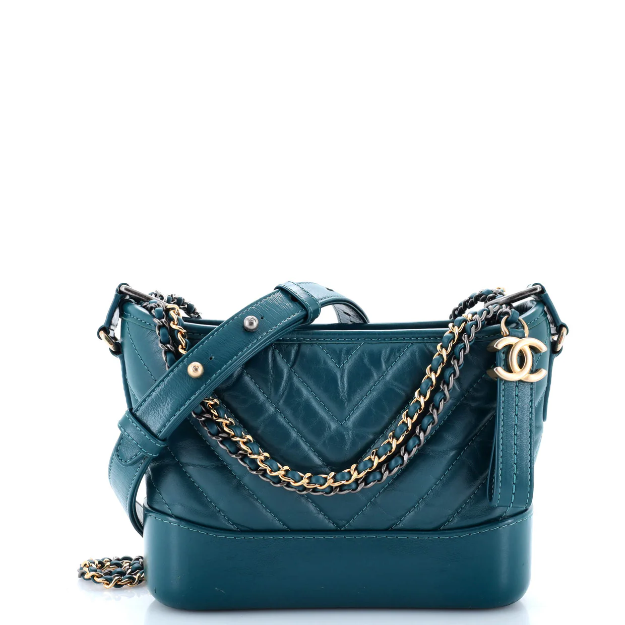 Gabrielle Hobo Chevron Aged Calfskin Small - Deep Luxury