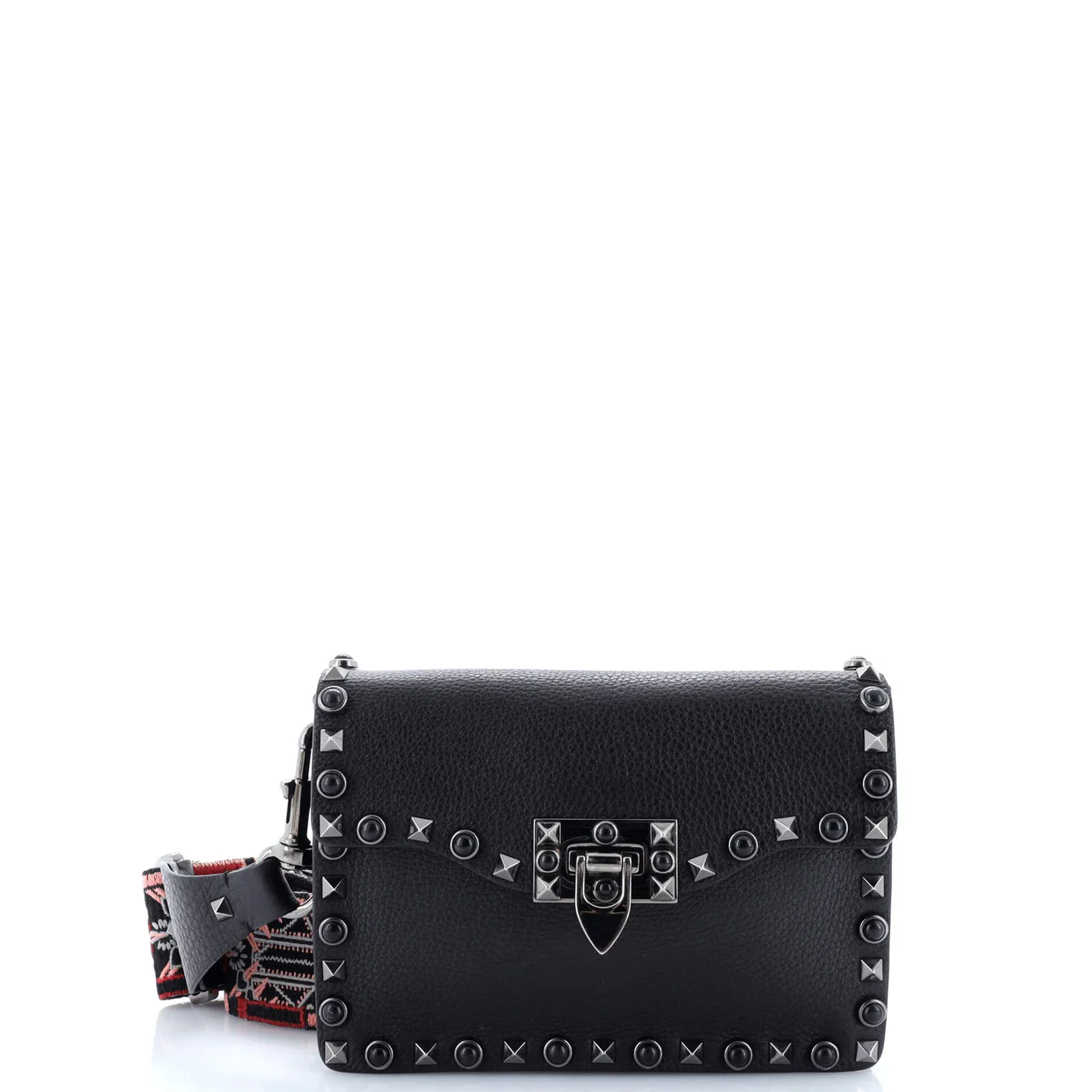 Rolling Rockstud Crossbody Bag Leather with Cabochons Small - Deep Luxury