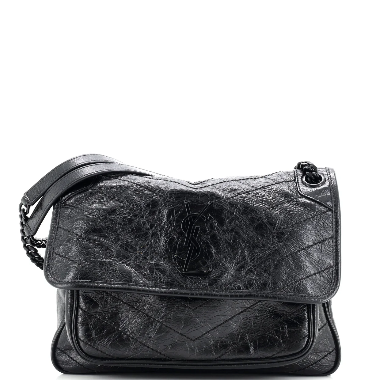 Niki Chain Flap Bag Matelasse Chevron Leather Medium - Deep Luxury