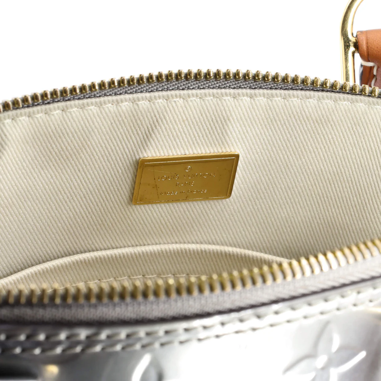 Alma Handbag Metallic Monogram Vernis with Leather BB - Deep Luxury