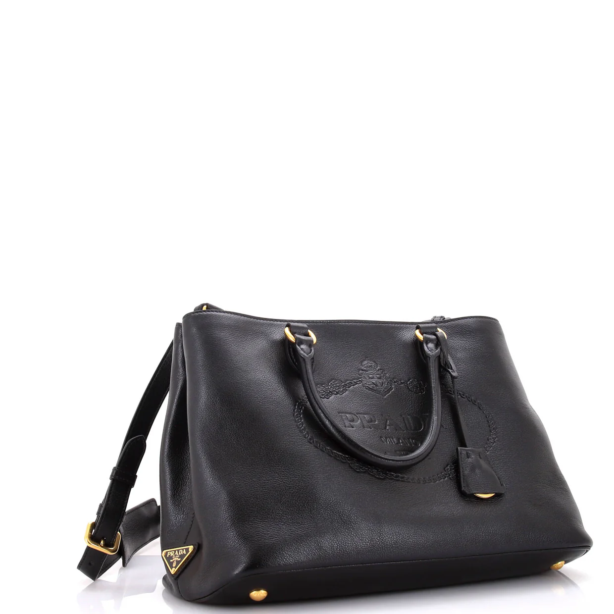 Embossed Logo Convertible Open Tote Glace Calf Medium - Deep Luxury