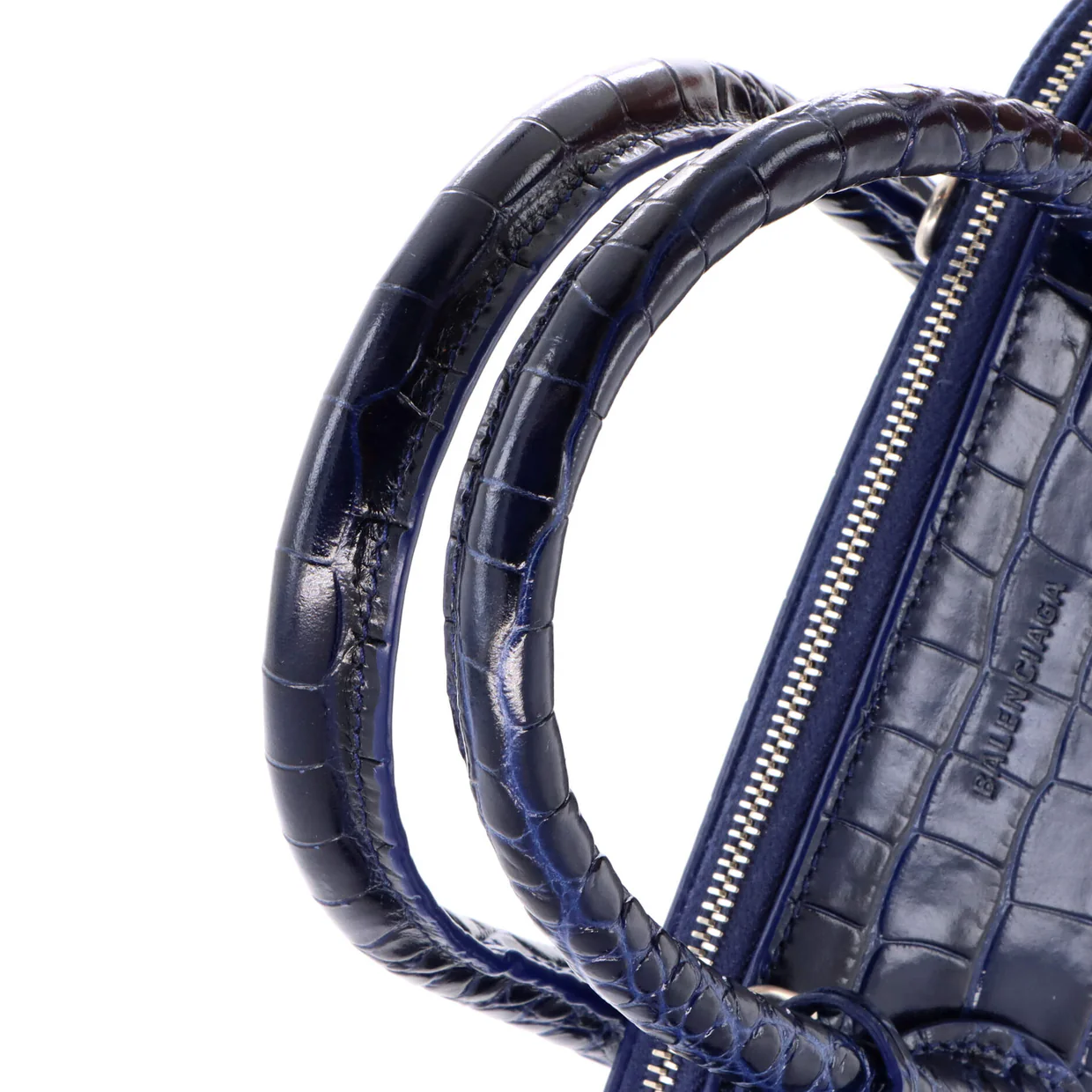 Logo Ville Bag Crocodile Embossed Leather Small - Deep Luxury