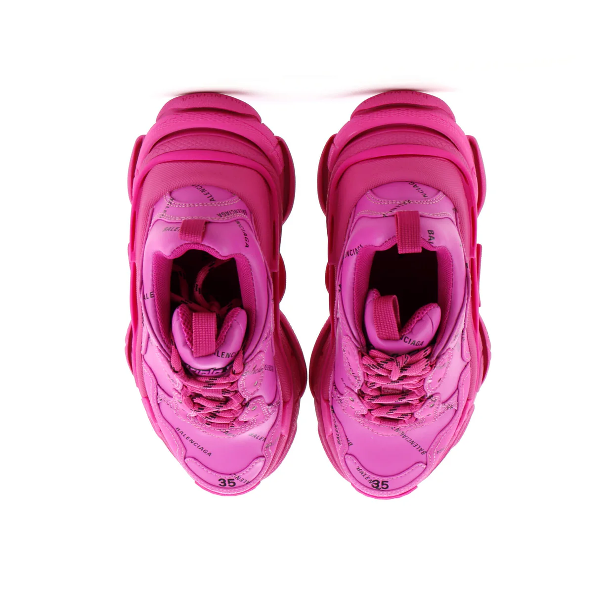 Women's Allover Logo Triple S Sneakers Printed Technical Fabric and Faux Leather - Deep Luxury