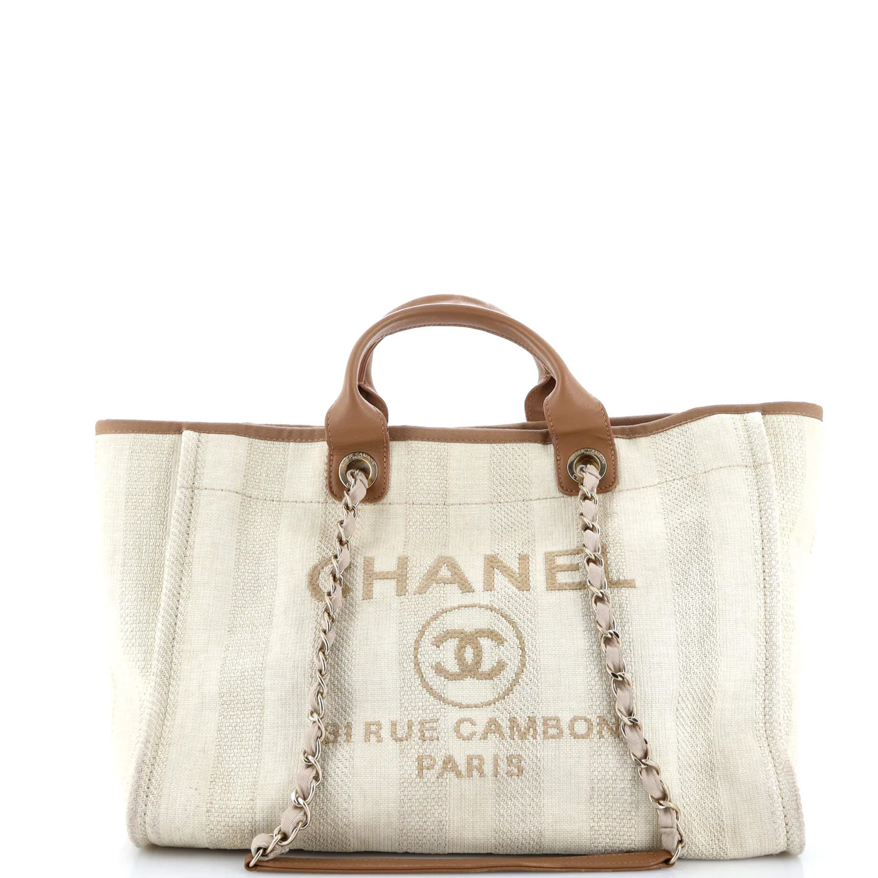 Deauville Tote Striped Mixed Fibers Medium - Deep Luxury