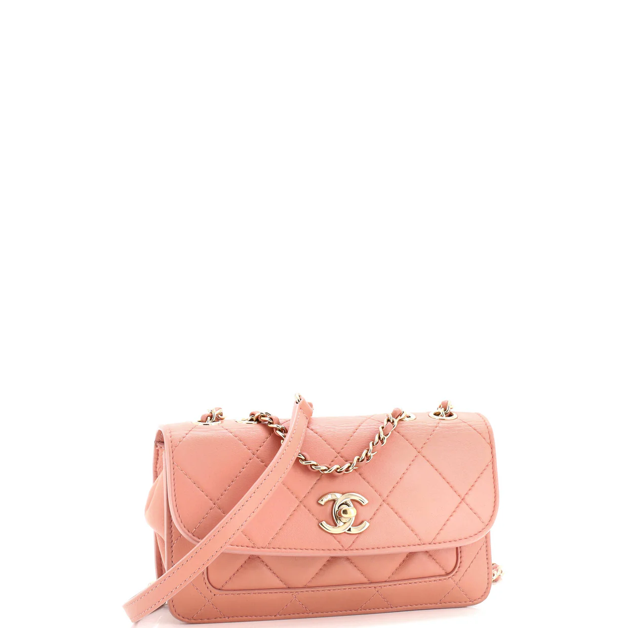 CC Front Pocket Flap Bag Stitched Calfskin Small - Deep Luxury