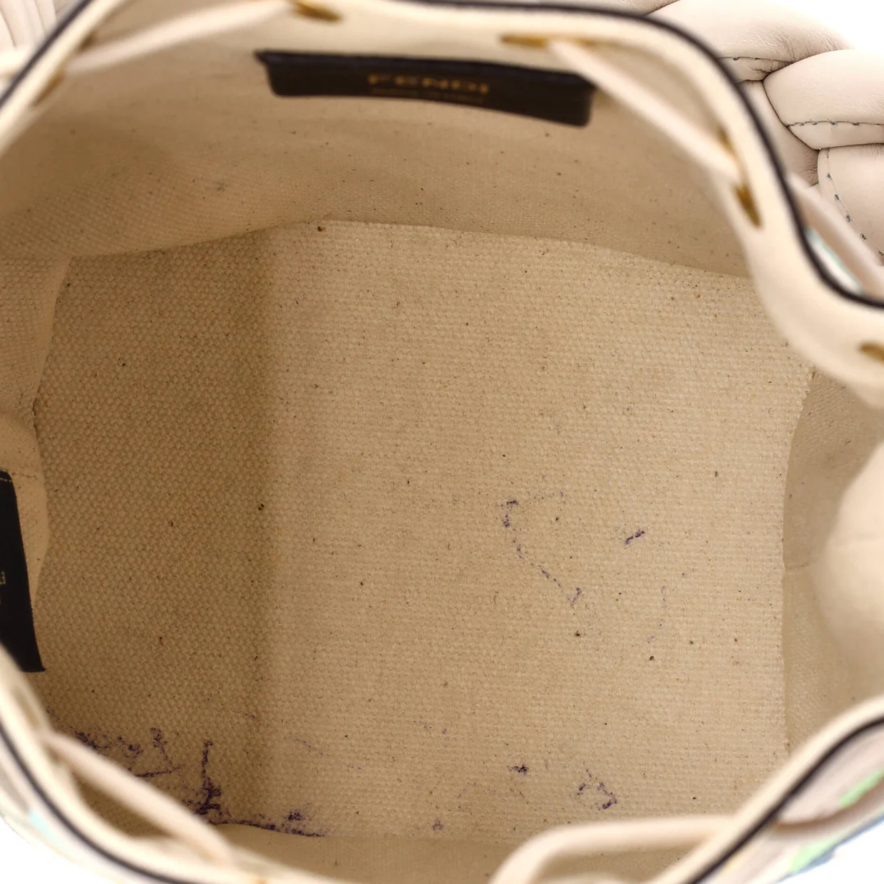 Woven Handle Mon Tresor Bucket Bag Zucca Embroidered Canvas Mini - Deep Luxury