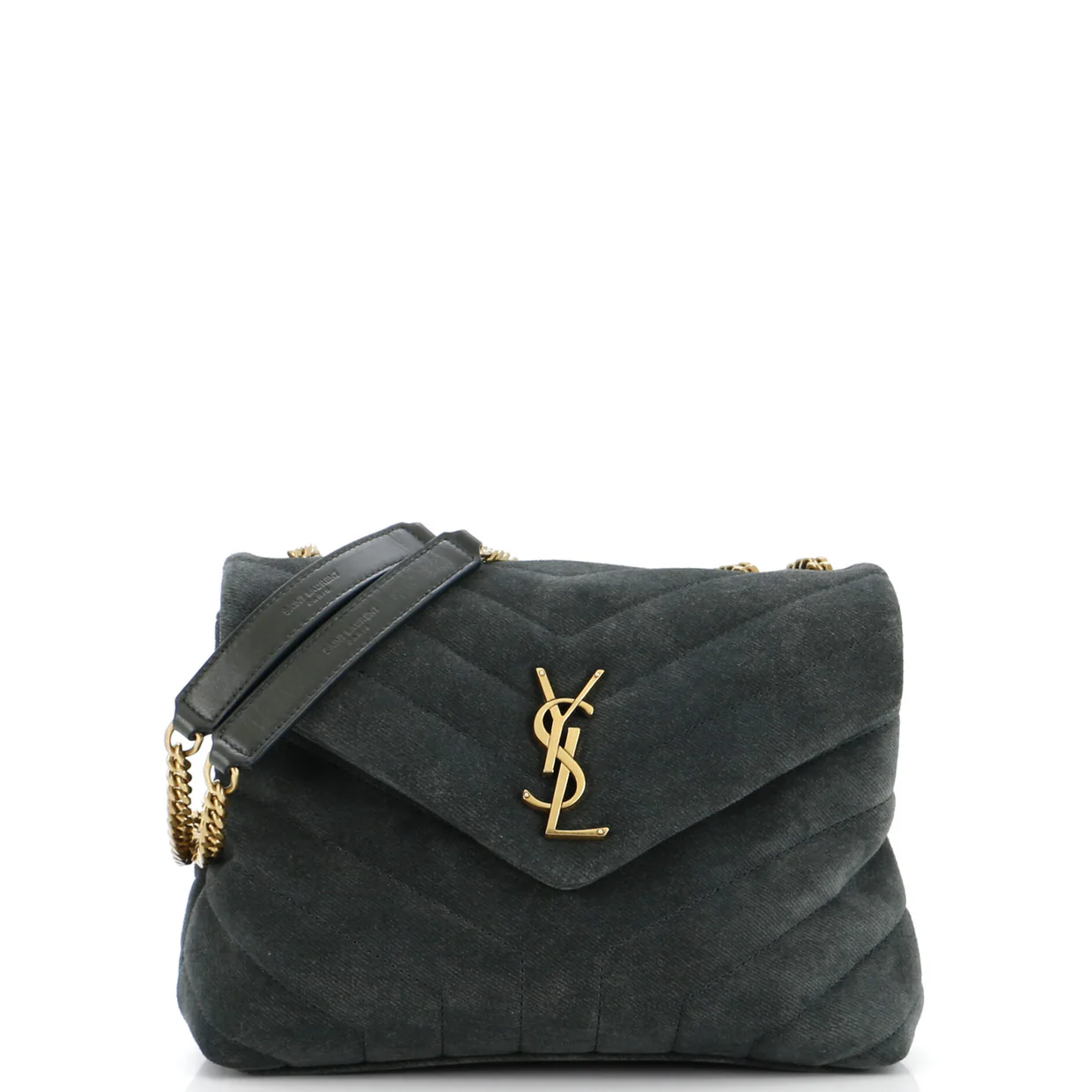 Loulou Shoulder Bag Matelasse Chevron Suede Small - Deep Luxury