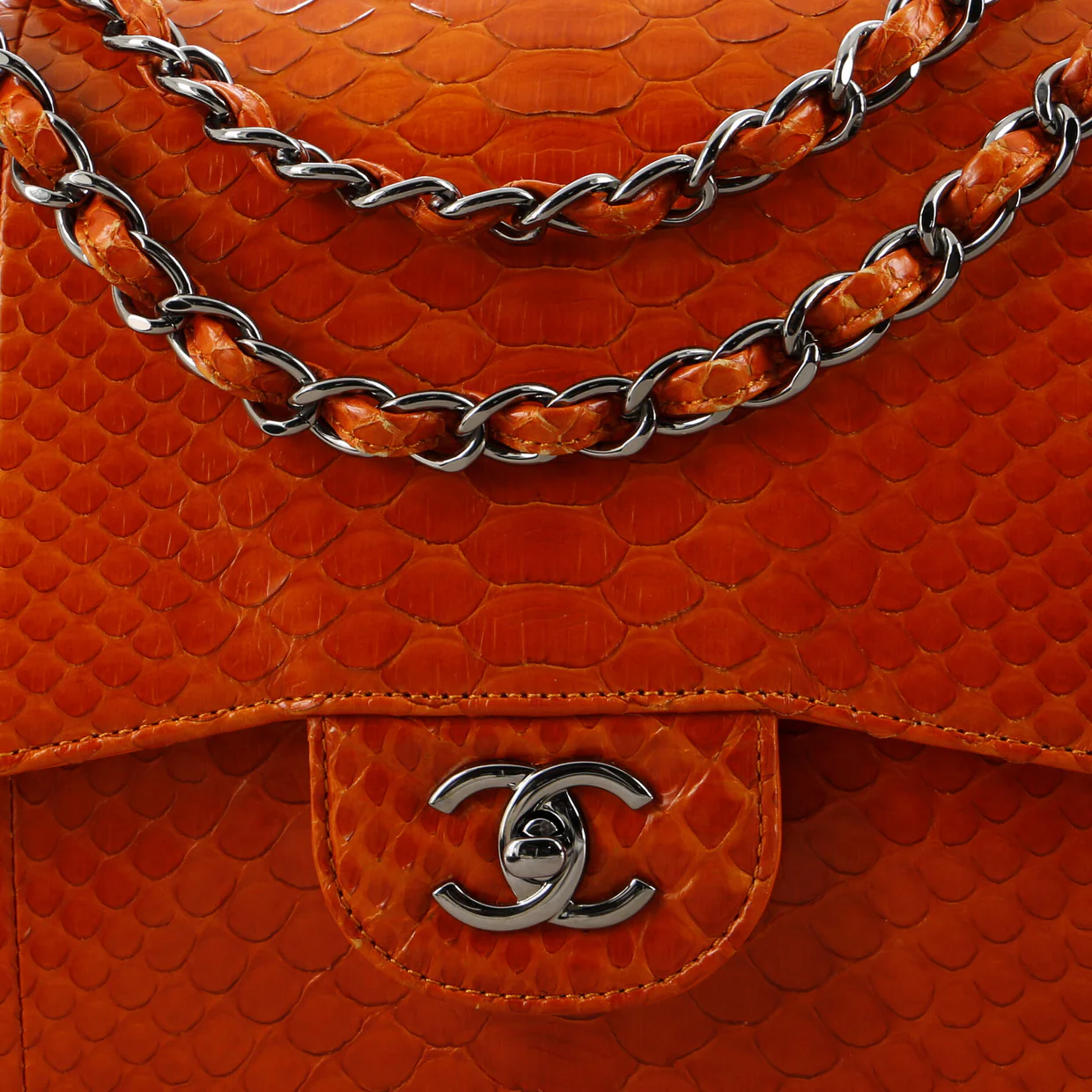 Classic Double Flap Bag Python Jumbo - Deep Luxury