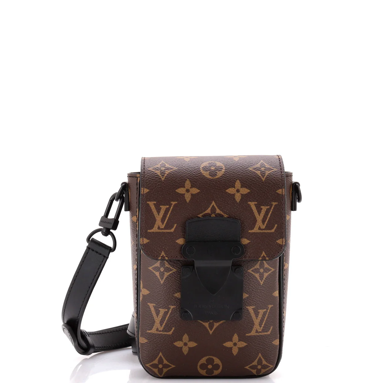 S Lock Vertical Wearable Wallet Macassar Monogram Canvas - Deep Luxury