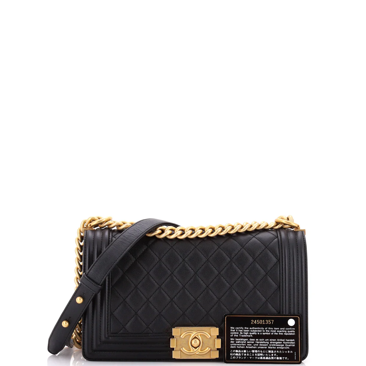 Boy Flap Bag Quilted Caviar Old Medium - Deep Luxury