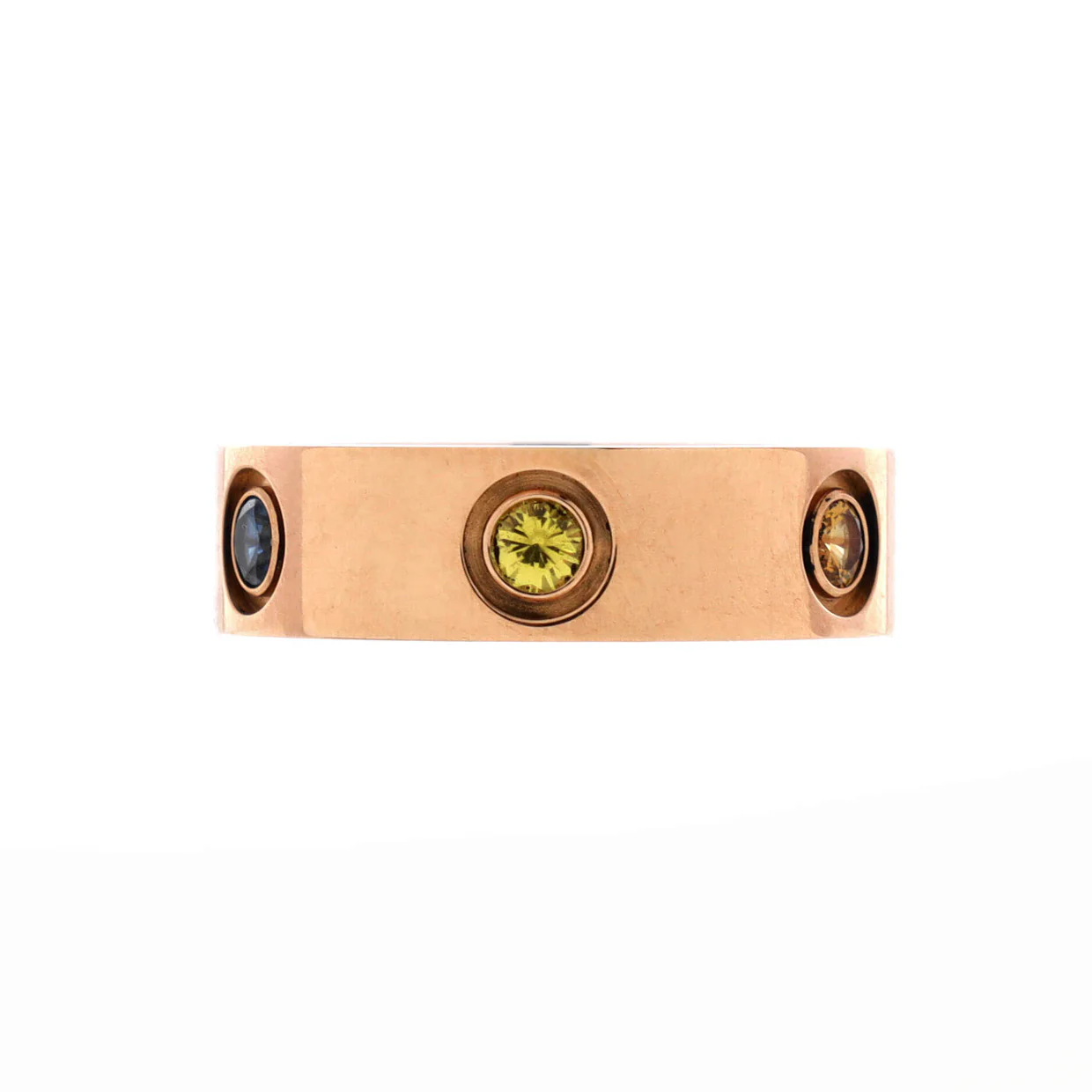 Love 6 Stone Band Ring 18K Rose Gold with Sapphires, Garnets and Amethyst - Deep Luxury