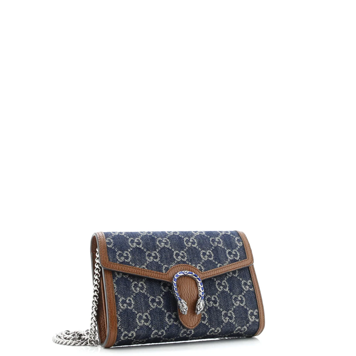 Dionysus Chain Wallet GG Denim Small - Deep Luxury