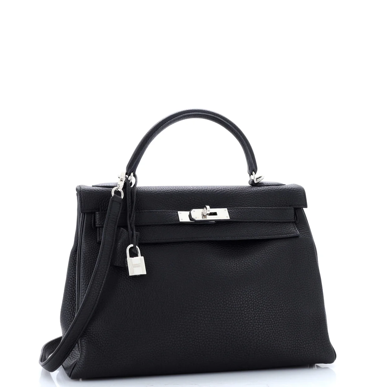 Kelly Handbag Noir Togo with Palladium Hardware 32 - Deep Luxury
