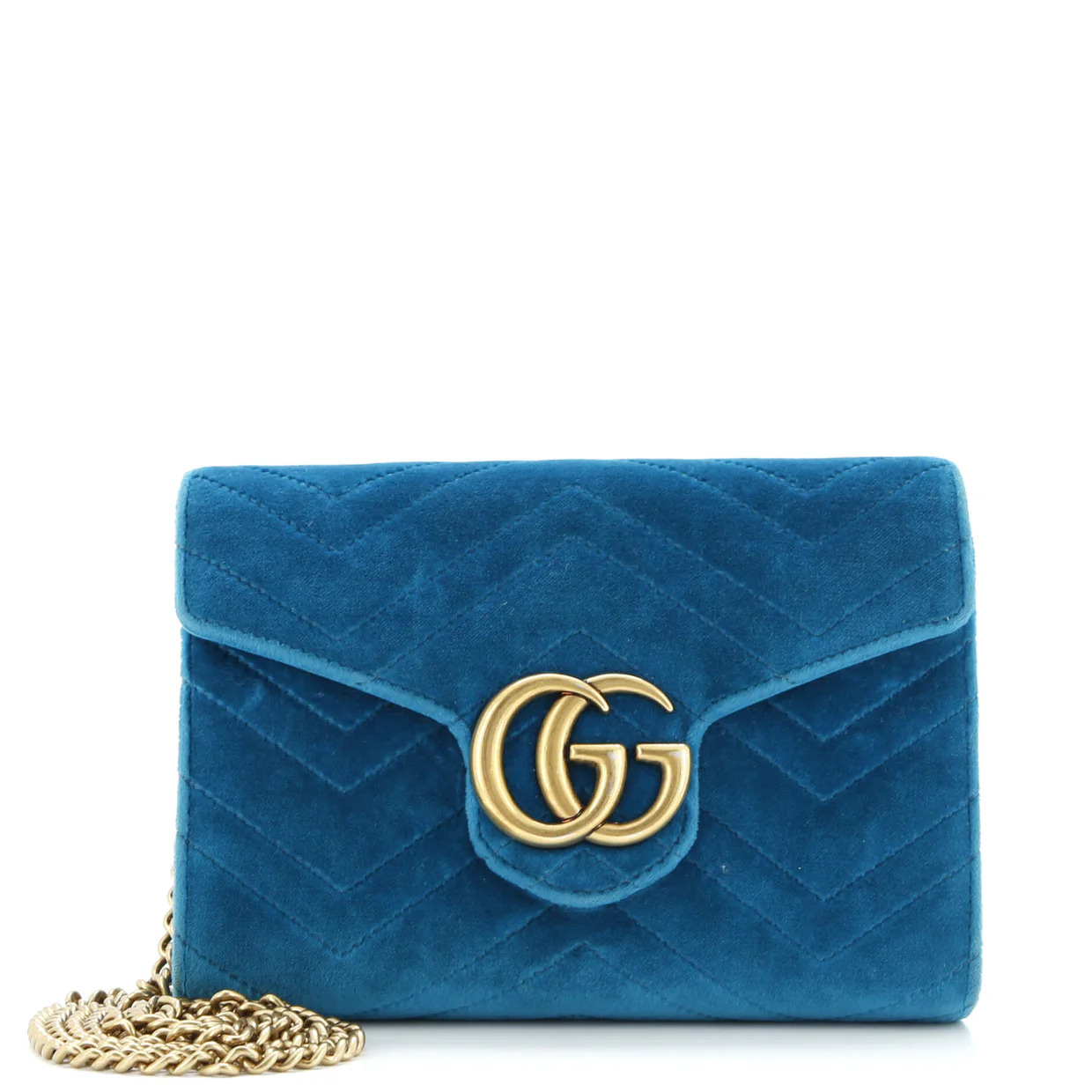 GG Marmont Chain Wallet Matelasse Velvet Mini - Deep Luxury