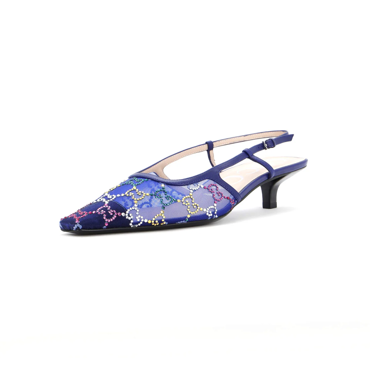 Women's Slingback Pumps Crystal GG Embellished Mesh - Deep Luxury