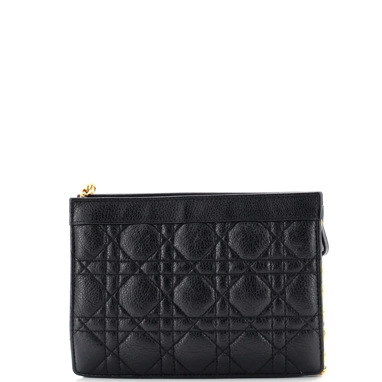 Caro Zipped Pouch With Chain Cannage Quilt Leather - Deep Luxury