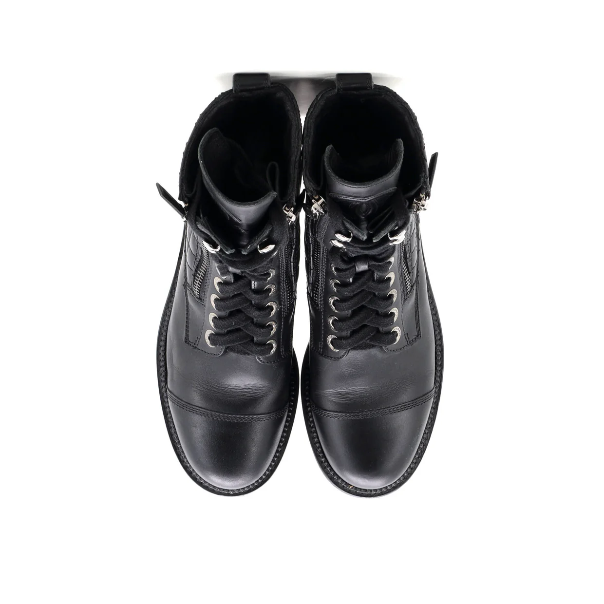 Women's CC Zip Up Combat Boots Quilted Leather - Deep Luxury
