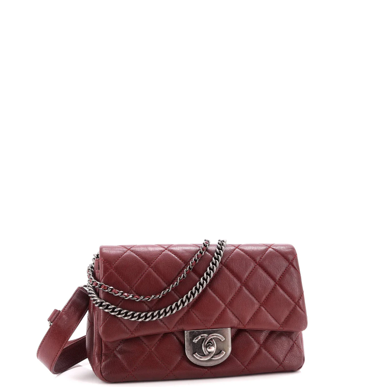 Double Carry Chain Waist Bag Quilted Goatskin Small - Deep Luxury